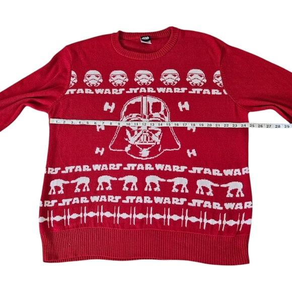 Star Wars Darth Vader Men's Christmas Sweater Size XL Red White Christmas Party - Picture 7 of 11